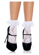 Leg Avenue Lace Anklet With Ruffles - O/s - White